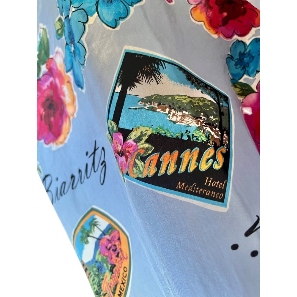 Carole Little Womens Silk Button-Up Shirt Dress 14 Island Prints Long Sleeve 80s - Picture 11 of 16